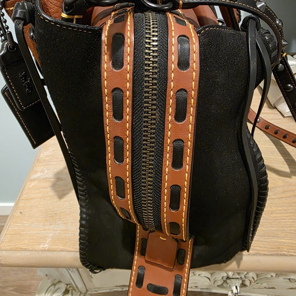 Coach Western Rogue 36 Saddle Suede With Studs, Rivets. RARE! - Picture 6 of 16